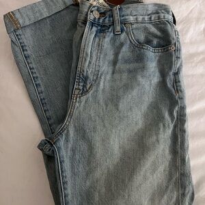 Madewell Blue Straight Leg Jeans with Vintage Wash and Traditional Waistband